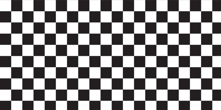 Black and white checker pattern vector illustration. Abstract checkered chessboard or checkerboard for game, grid with geometric square shape, race or rally flag and mosaic floor tile.