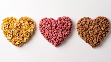 Heart shaped Cereals isolated on white background