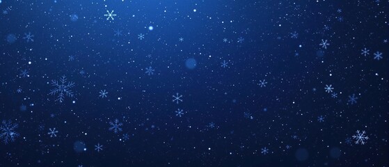 Obraz premium Christmas concept with snowflakes and pine needles on deep blue backdrop, frosty design, wintertime, celebration, evergreens, festive decorations