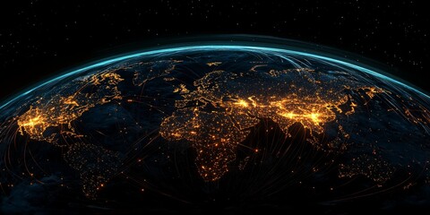 Obraz premium Global Network Connections Earth at Night High Resolution Image