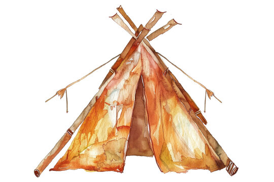 tent or tippi illustration watercolor style isolated on white or transparent png