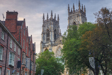 Architecture of the York city at dawn. United Kingdom
