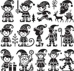 Elf silhouette vector set icon illustration