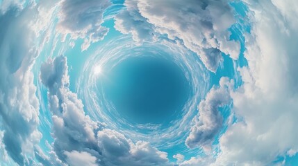 Seamless cloudy blue sky hdri panorama 360 degrees angle view with beautiful clouds with zenith for use in 3d graphics or game as sky dome or edit drone shot