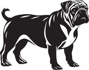 Bulldog Silhouette Vector Illustration White Background