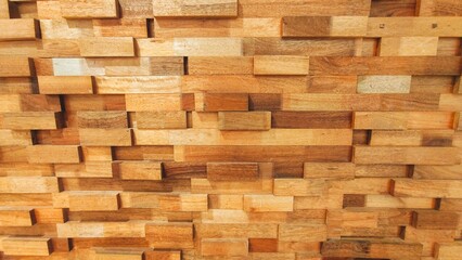 Natural Wooden Textured Wall with Unique 3D Geometric Pattern Design