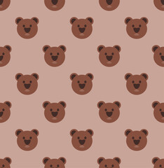 Seamless pattern of bears on a light background. Print for gift wrapping, textiles and paper. Vector