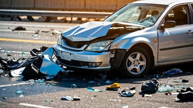 broken car on the road accident