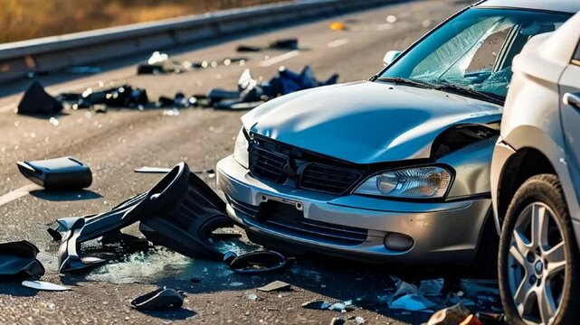 broken car on the road accident