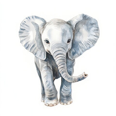 Watercolor painting of a cute and adorable baby elephant
