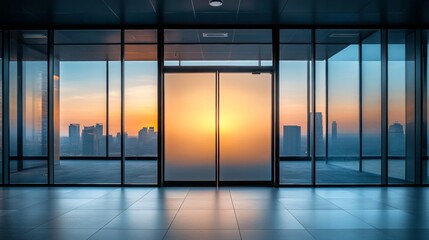 Fototapeta premium A City Skyline View From a Modern Office Building