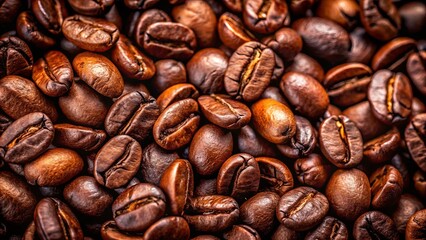 Obraz premium A Close-Up View of Roasted Coffee Beans, Each One a Treasure Trove of Rich Aroma and Flavor