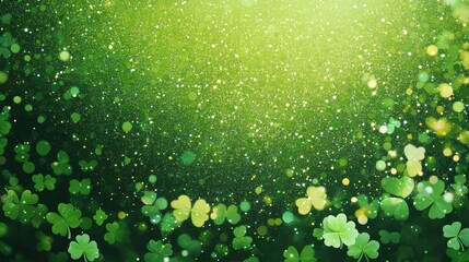 Abstract green glitter sparkle confetti background for party invite St Patricks Day luck lucky Saint Paddy Irish texture happy Pattys Celtic shamrock card pattern Spring sale or fun border frame