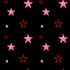 pattern with red stars on black background