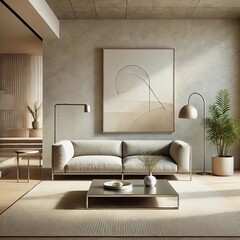 Minimalist Harmony: A Living Room in Neutral Elegance