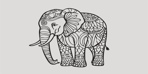 Cute Elephant Sketch Coloring Painting