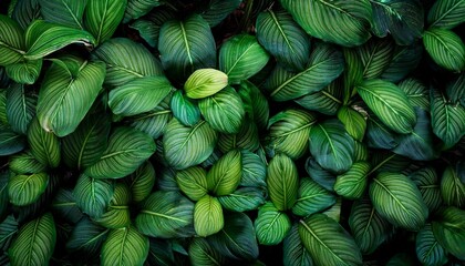 texture background of green leaves of exotic tree