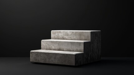 Winner Pedestal 3 Steps Concrete Blocks on Black Background