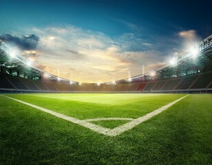 Soccer stadium field in day mood with light 