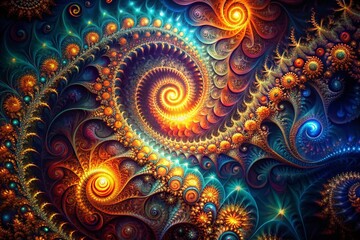 Captivating Low Light Fractal Abstract Background with Dynamic Shapes and Vivid Colors for Modern Design and Artistic Projects