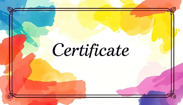 vibrant certificate design with bold watercolor strokes and modern design elements, certificate background, certificate border