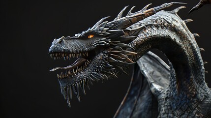 Obraz premium A detailed, realistic rendering of a dragon's head.