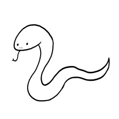 手描きのシンプルなヘビ　左向きに歩む