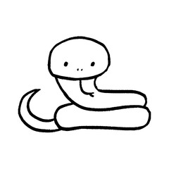 手描きのシンプルなヘビ 正面座り