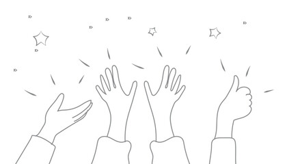 Hand drawn of hands clapping ovation. applause, thumb vector illustration design background