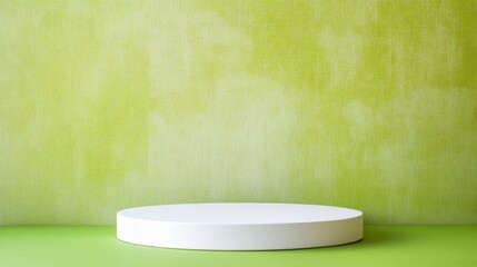 Fototapeta premium White round podium on green color background