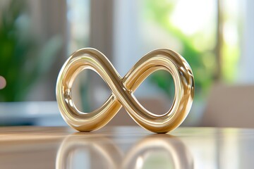 The number 2025 crafted in the style of smooth, metallic gold, with an infinity symbol incorporated within its structure. The background is blur