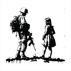 War Stencil Vector Black White