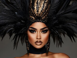 Model with high-fashion avant-garde makeup featuring bold elements