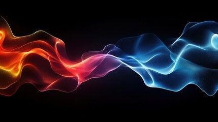 Fototapeta premium Abstract Red And Blue Light Waves Flowing Across Black