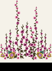 set of flowers, Digital illustration, manually illustrated for textile print design