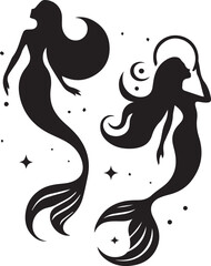 Mermaid silhouettes vector