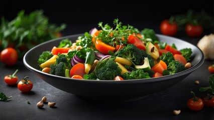 A vibrant salad bowl filled with a variety of fresh greens