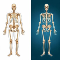 Sceleton of human image real white background.