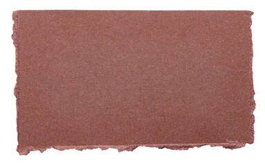 Isolated torn piece of blank brown paper note cardboard with texture and copy space for text,...