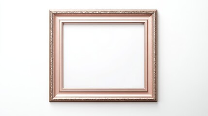 Thin horizontal rose gold vintage frame with mat on a white background