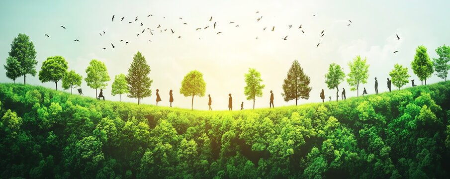 Climate change conference slogan, green world concept, global unity for ecology, powerful environmental message, nature and technology fusion