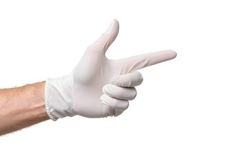 Hand in White Glove Pointing Right, Isolated on White Background