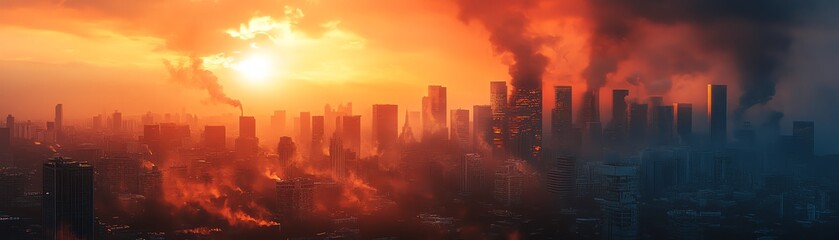 Global warming and pollution concept, Earth in crisis, melting ice caps, smogfilled cities, environmental destruction, sustainability solutions