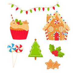 Christmas sweets vector set,