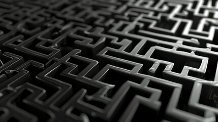 A 3D model of a black labyrinth.