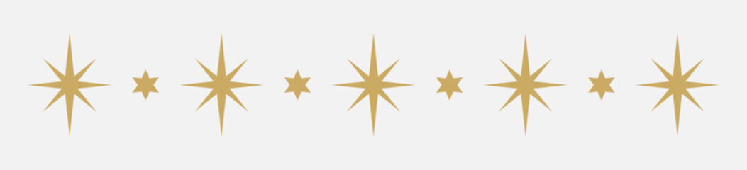 Christmas stars border divider. Vector illustration.
