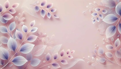 A soft and elegant pastel background featuring gentle shades of purple, pink, and blue, adorned with delicate leaf patterns. The design exudes warmth and sophistication.