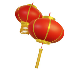 3D Chinese lamp set icon, Chinese New year lanterns 3D icon, Chinese lantern traditional, 3D Chinese lantern icon, 3D Lunar new year icon, China new year lamp 3D illustration, red traditional 3D
