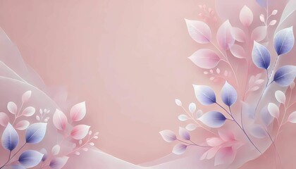 A soft and elegant pastel background featuring gentle shades of purple, pink, and blue, adorned with delicate leaf patterns. The design exudes warmth and sophistication.