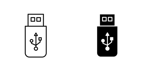 usb drive Icon vector. liner and flat style icons set.